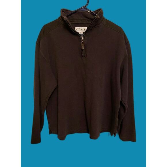 orvis men’s half zip pullover sweater size xl brown zip up bamboo cotton shirt - Picture 1 of 4